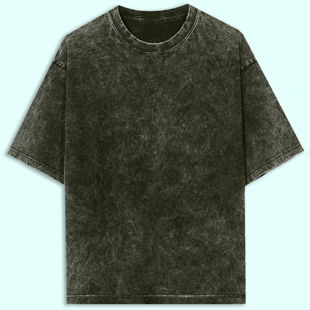 Plain Olive Green Acid Wash Oversized T-Shirt