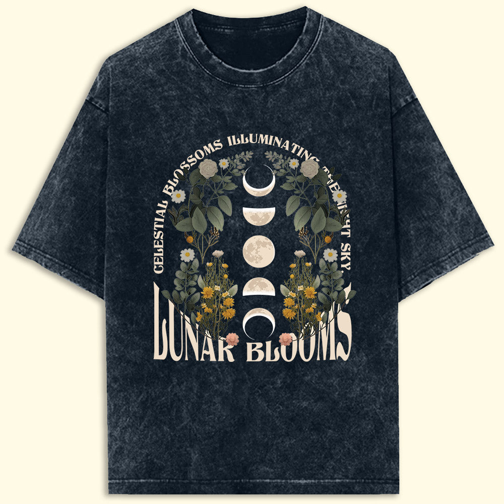 Lunar Blooms Acid Wash Oversized T-Shirt