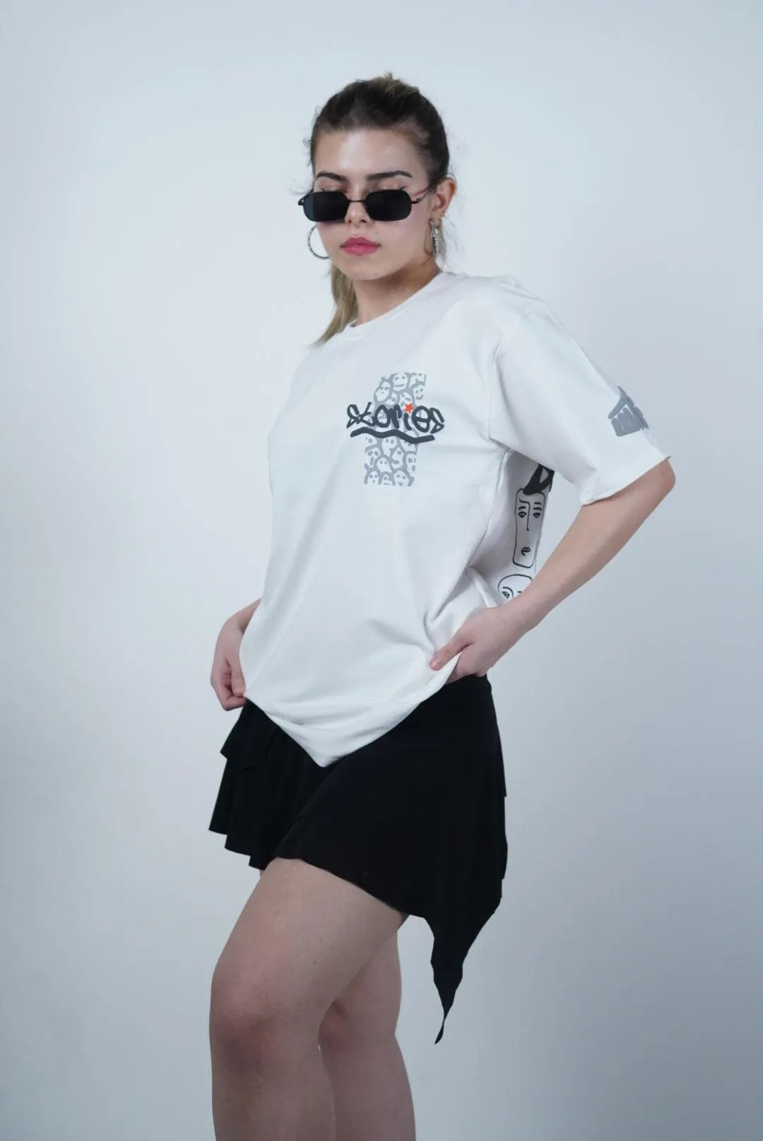 Stories White Heavyweight Printed Oversized T-shirt