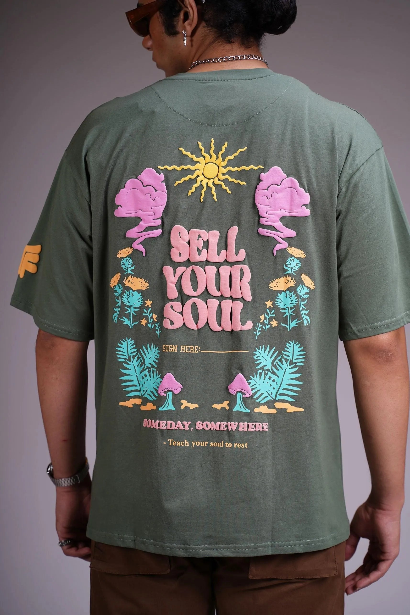 Sell Your Soul Dark Green Oversized T-shirt