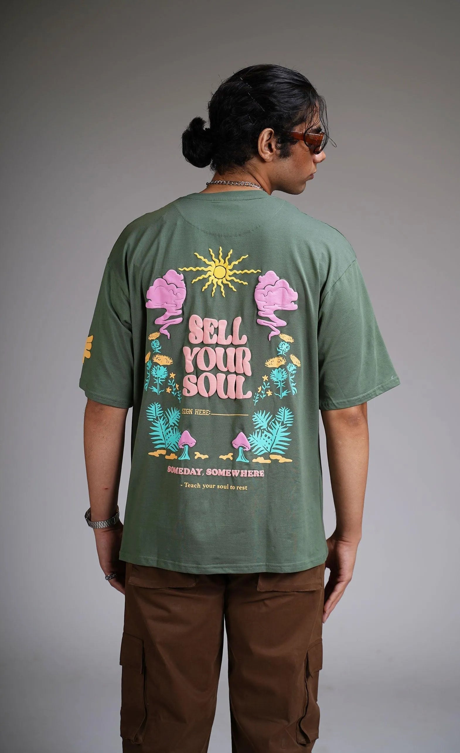 Sell Your Soul Dark Green Oversized T-shirt