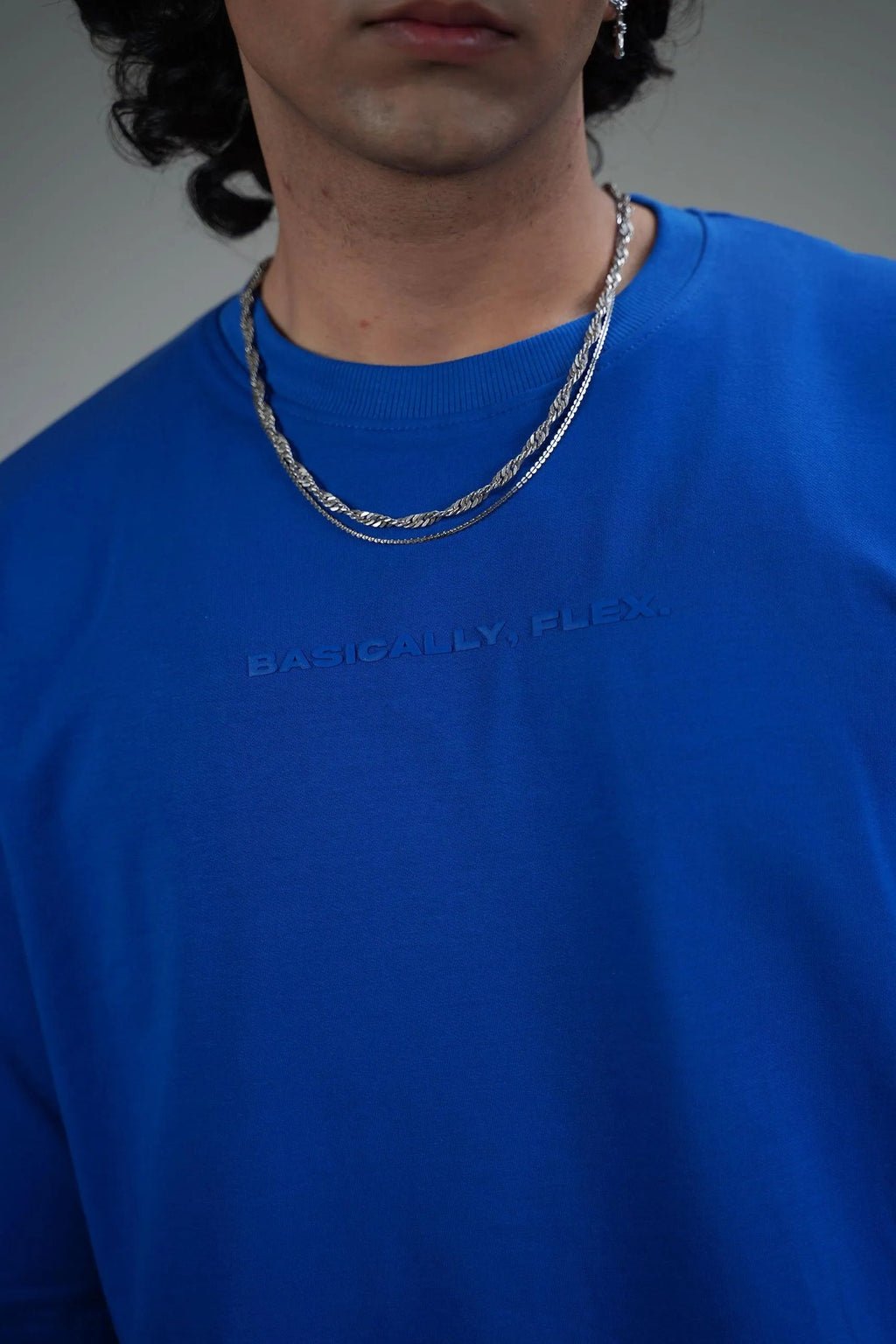 Basic Plain Blue Heavyweight Oversized T-shirt