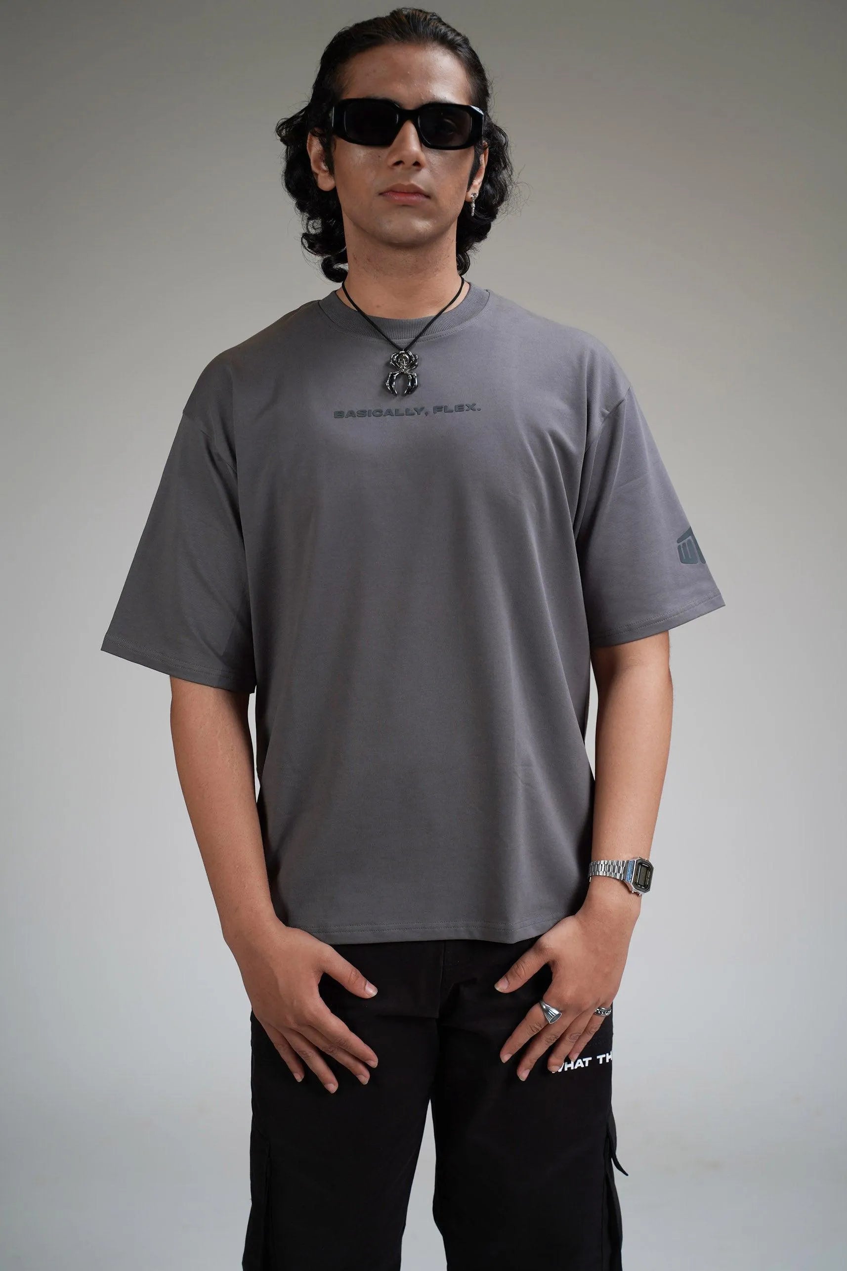 Basic Plain Grey Heavyweight Oversized T-shirt