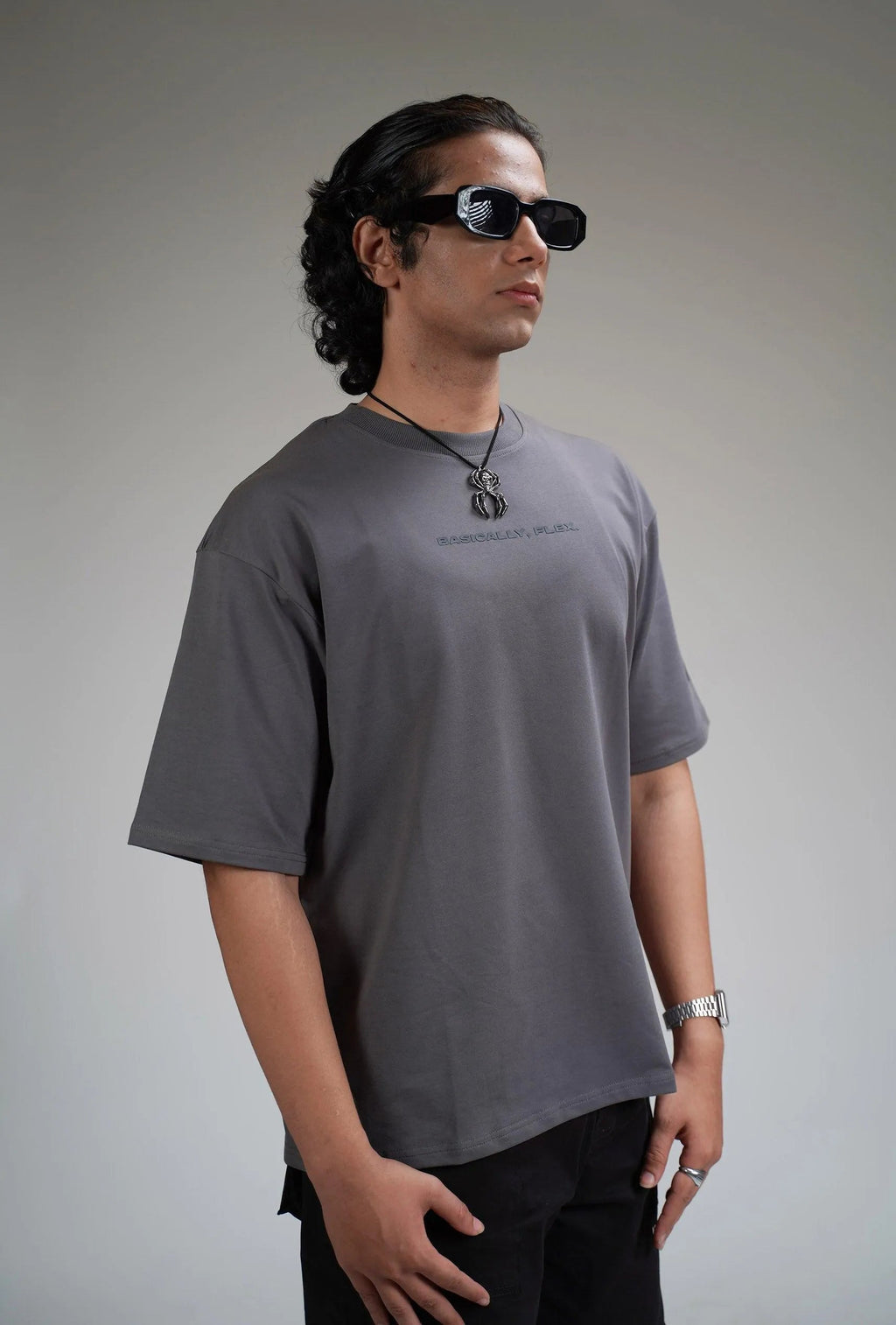 Basic Plain Grey Heavyweight Oversized T-shirt