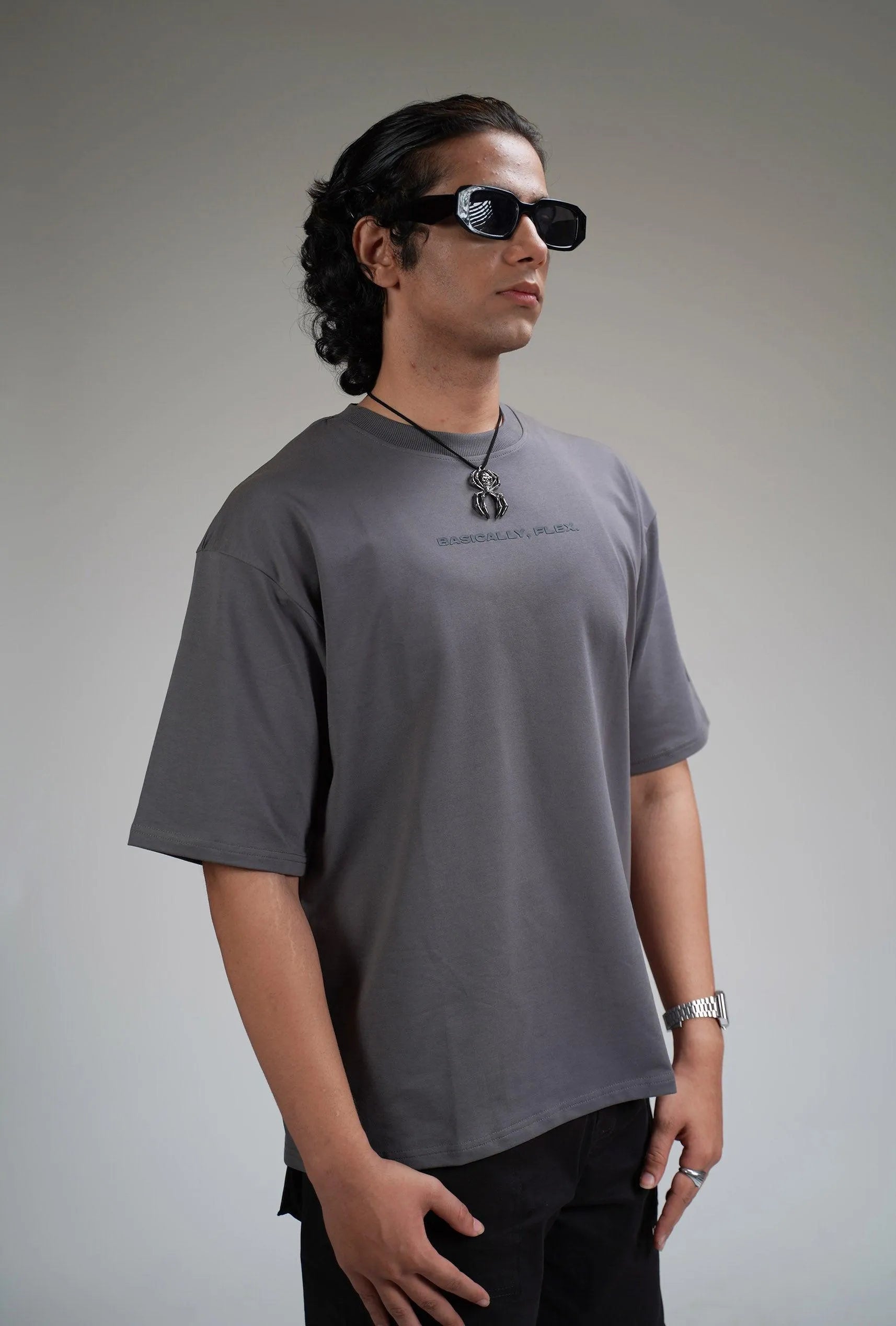 Basic Plain Grey Heavyweight Oversized T-shirt