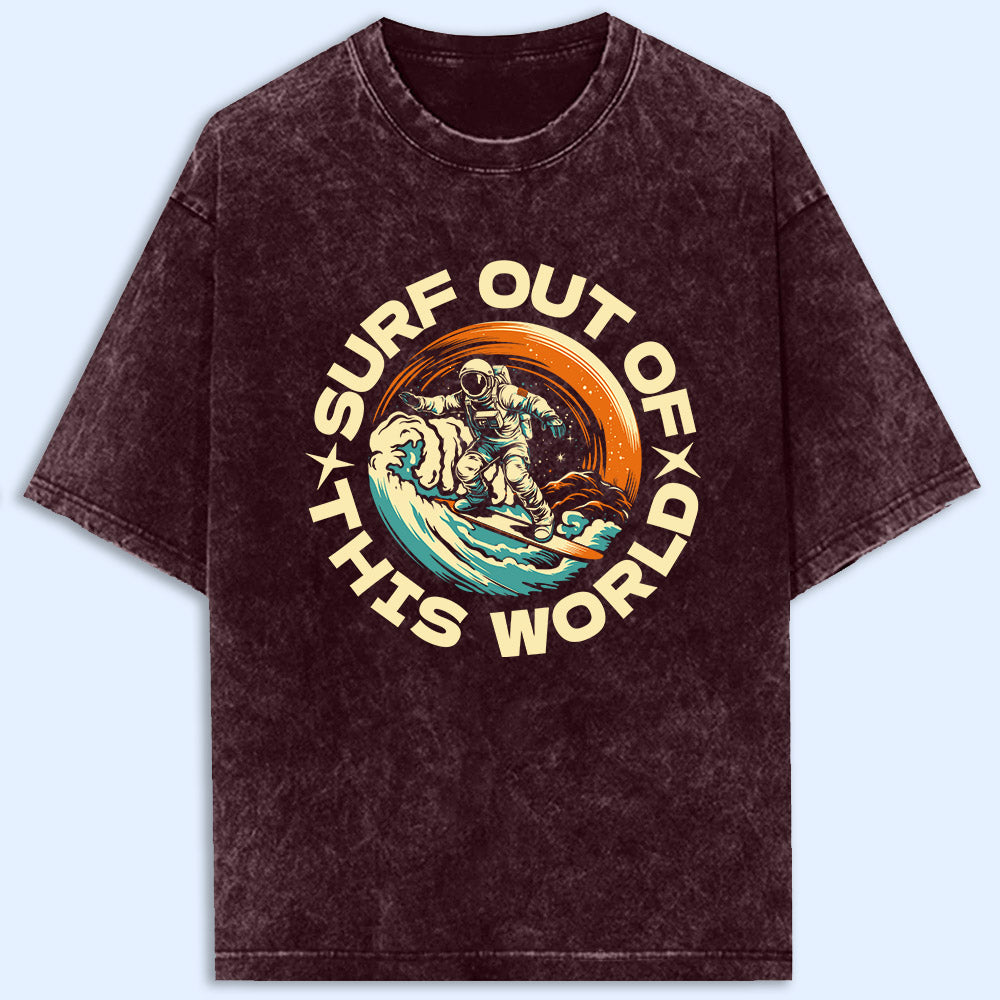 Astronaut Surfing Acid Wash Oversized T-Shirt