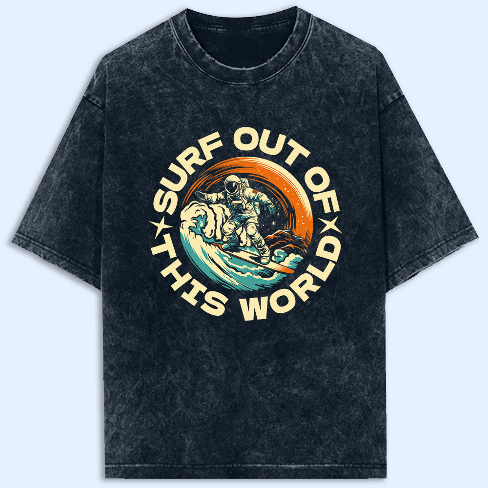 Astronaut Surfing Acid Wash Oversized T-Shirt