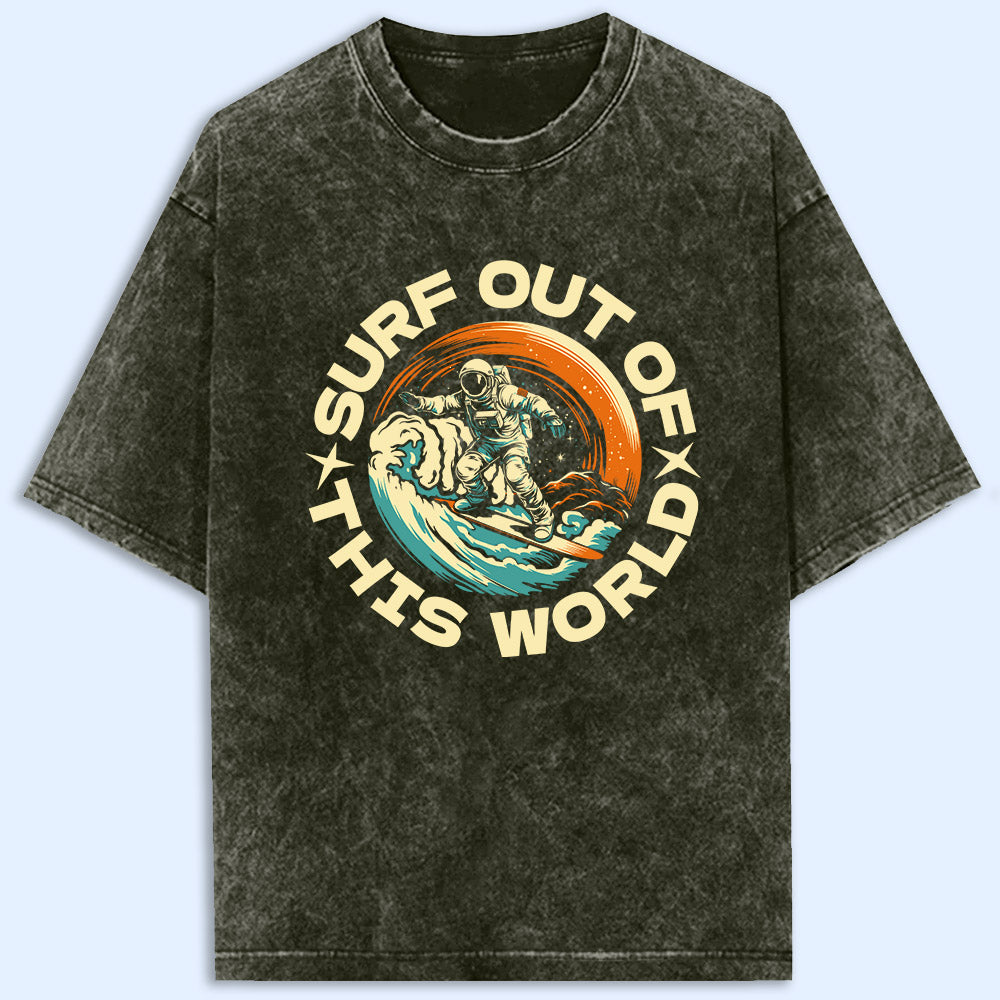 Astronaut Surfing Acid Wash Oversized T-Shirt