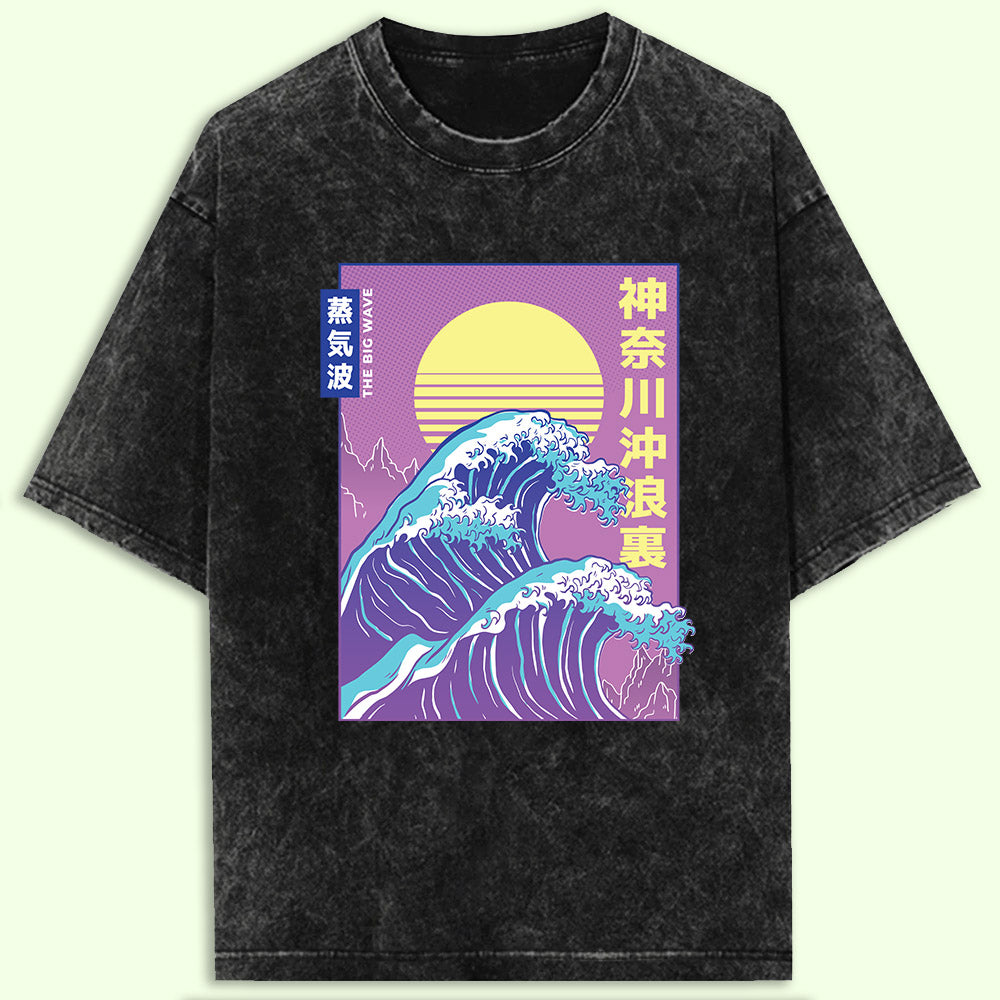 Big Wave Acid Wash Oversized T-Shirt