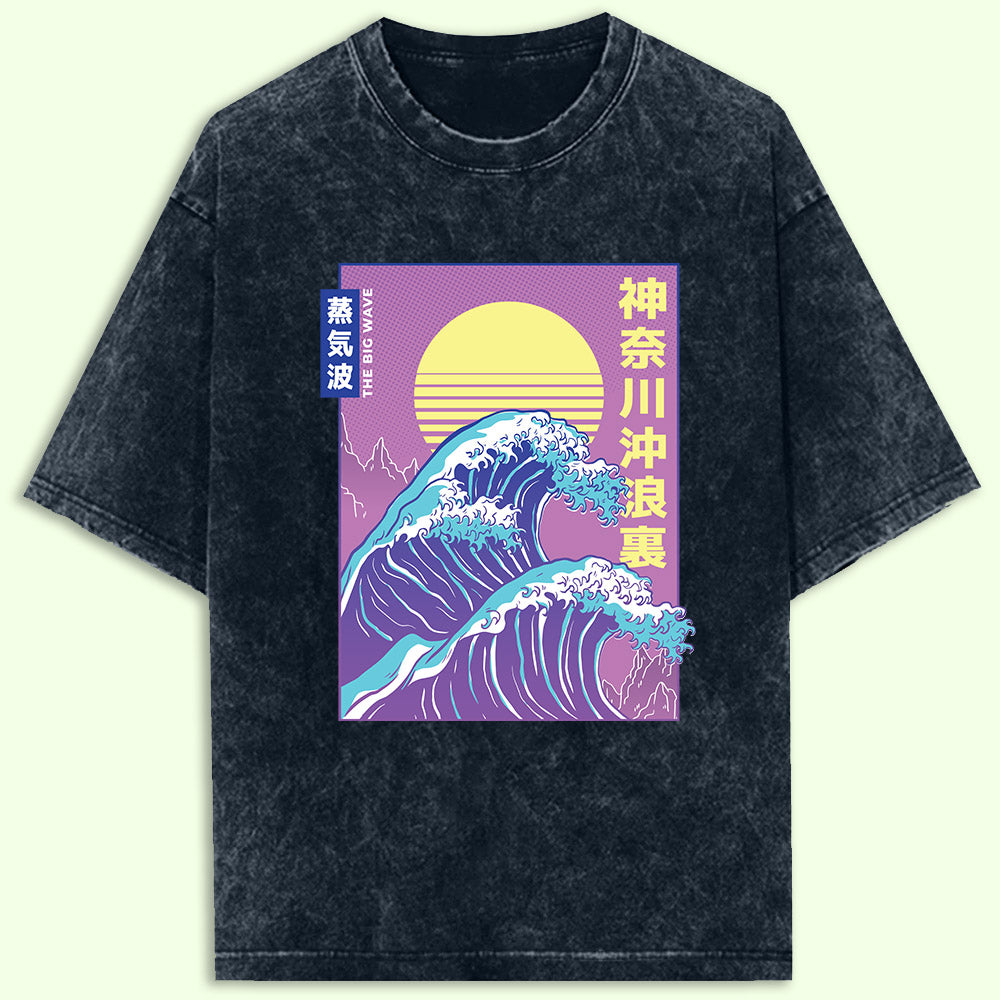 Big Wave Acid Wash Oversized T-Shirt