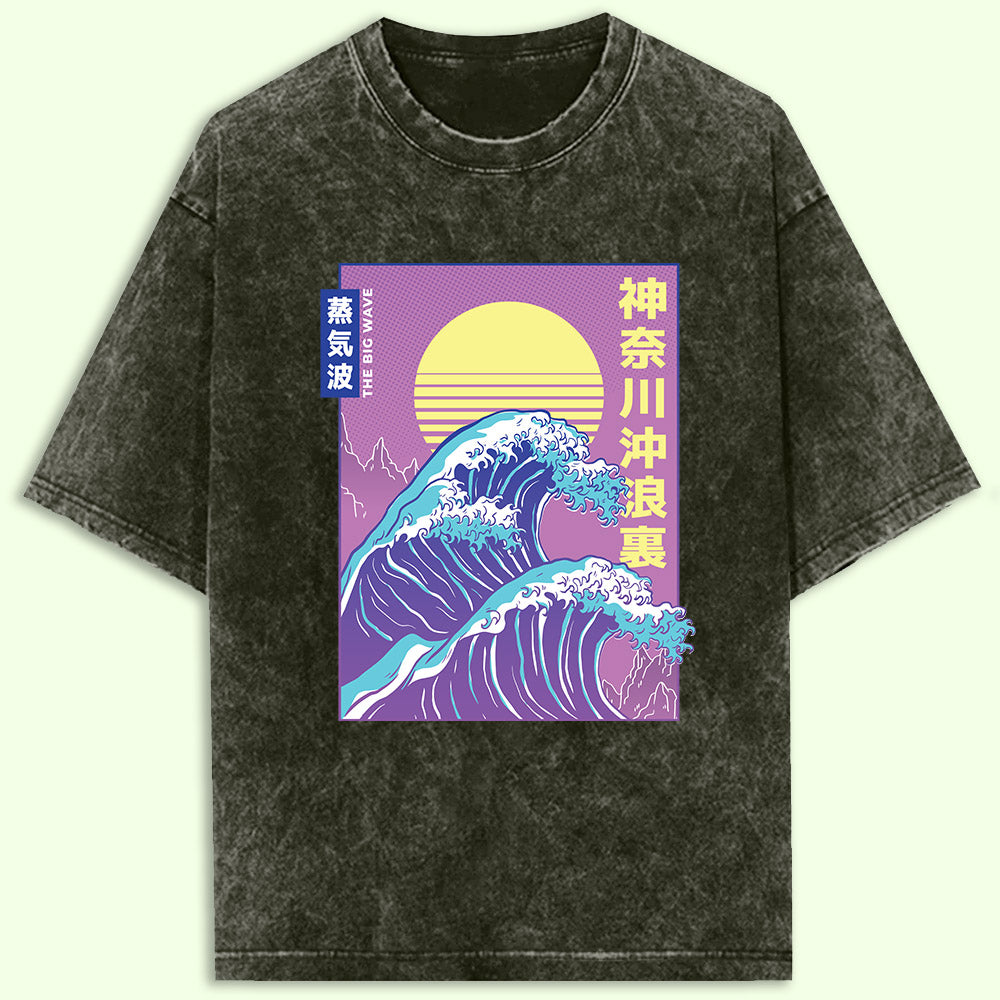 Big Wave Acid Wash Oversized T-Shirt