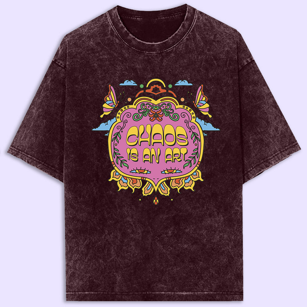 Chaos Is An Art Acid Wash Oversized T-Shirt