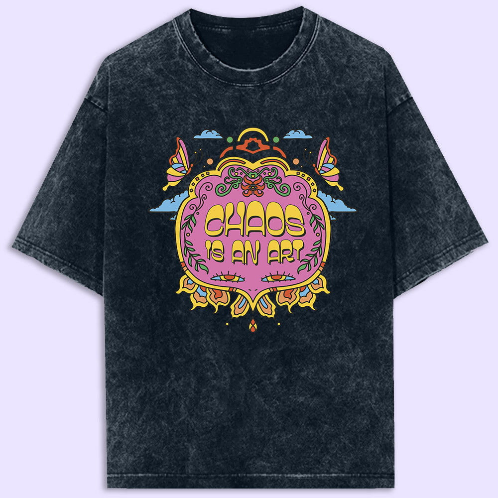 Chaos Is An Art Acid Wash Oversized T-Shirt