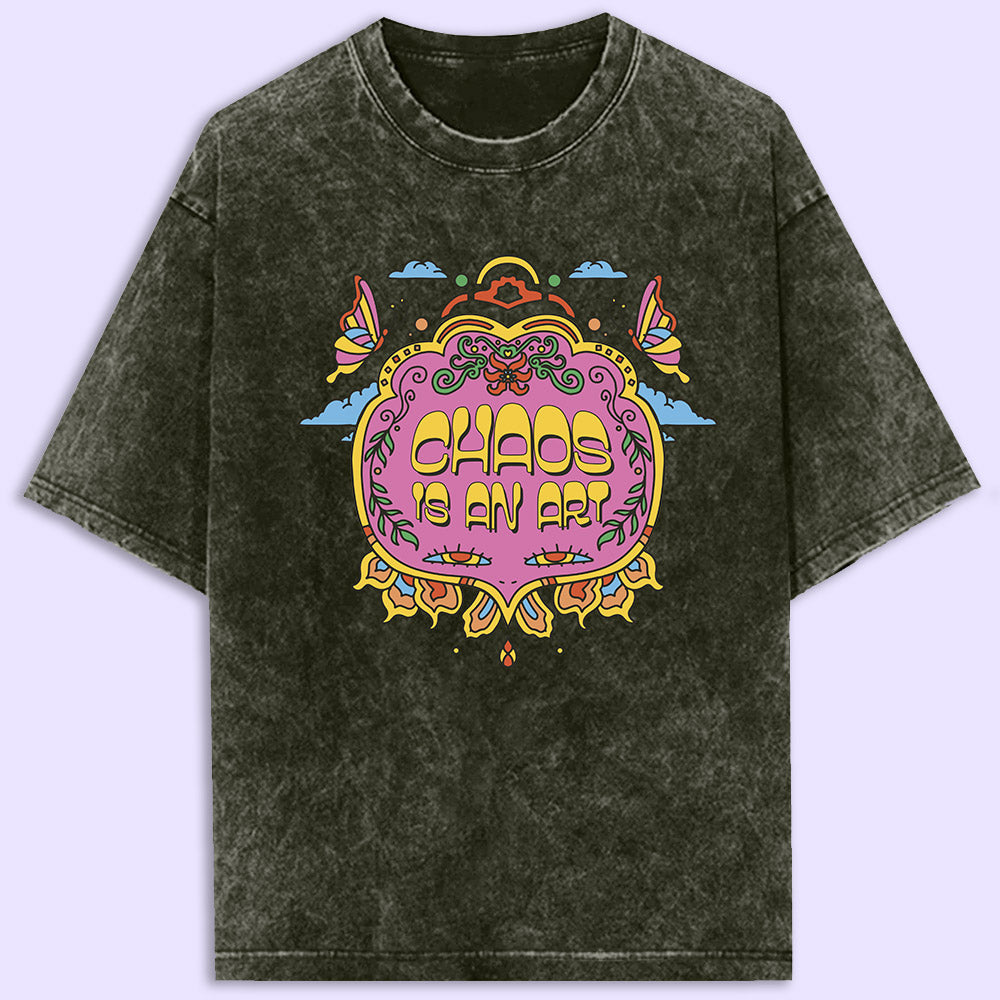 Chaos Is An Art Acid Wash Oversized T-Shirt