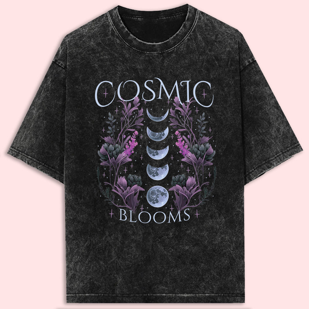 Cosmic Blooms Acid Wash Oversized T-Shirt