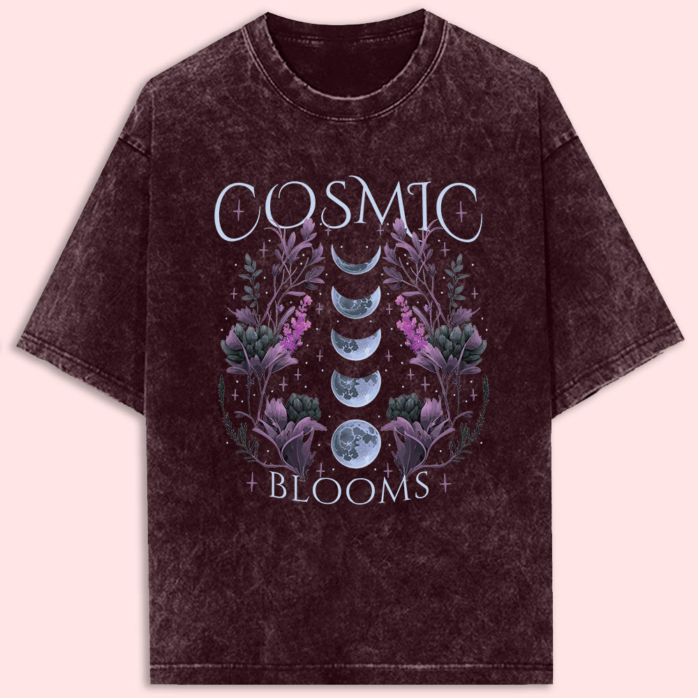 Cosmic Blooms Acid Wash Oversized T-Shirt