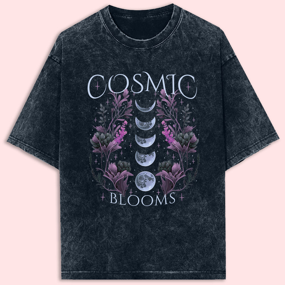 Cosmic Blooms Acid Wash Oversized T-Shirt