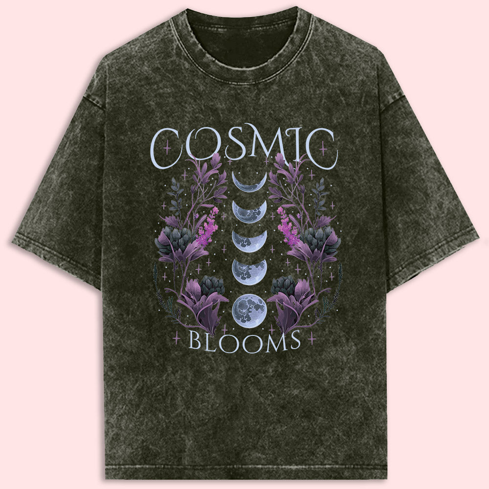 Cosmic Blooms Acid Wash Oversized T-Shirt