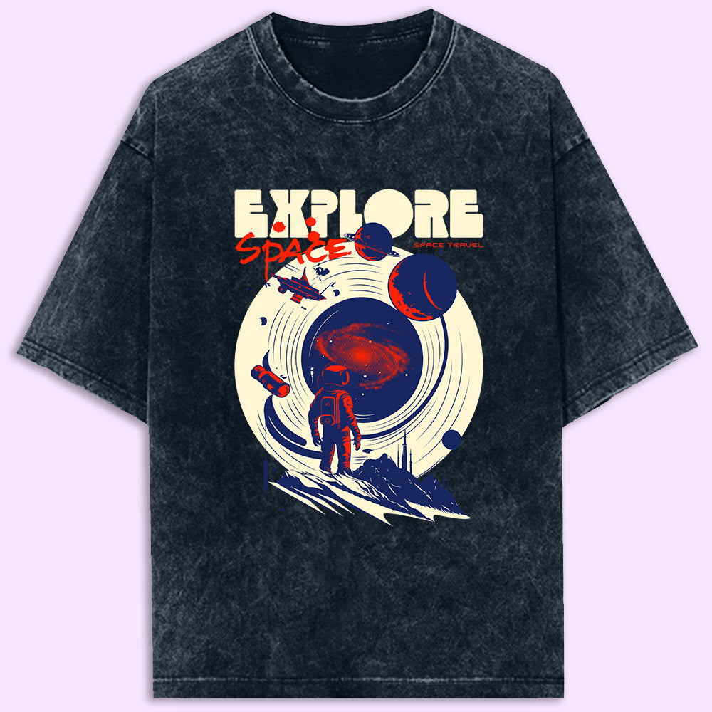 Explore Space Acid Wash Oversized T-Shirt