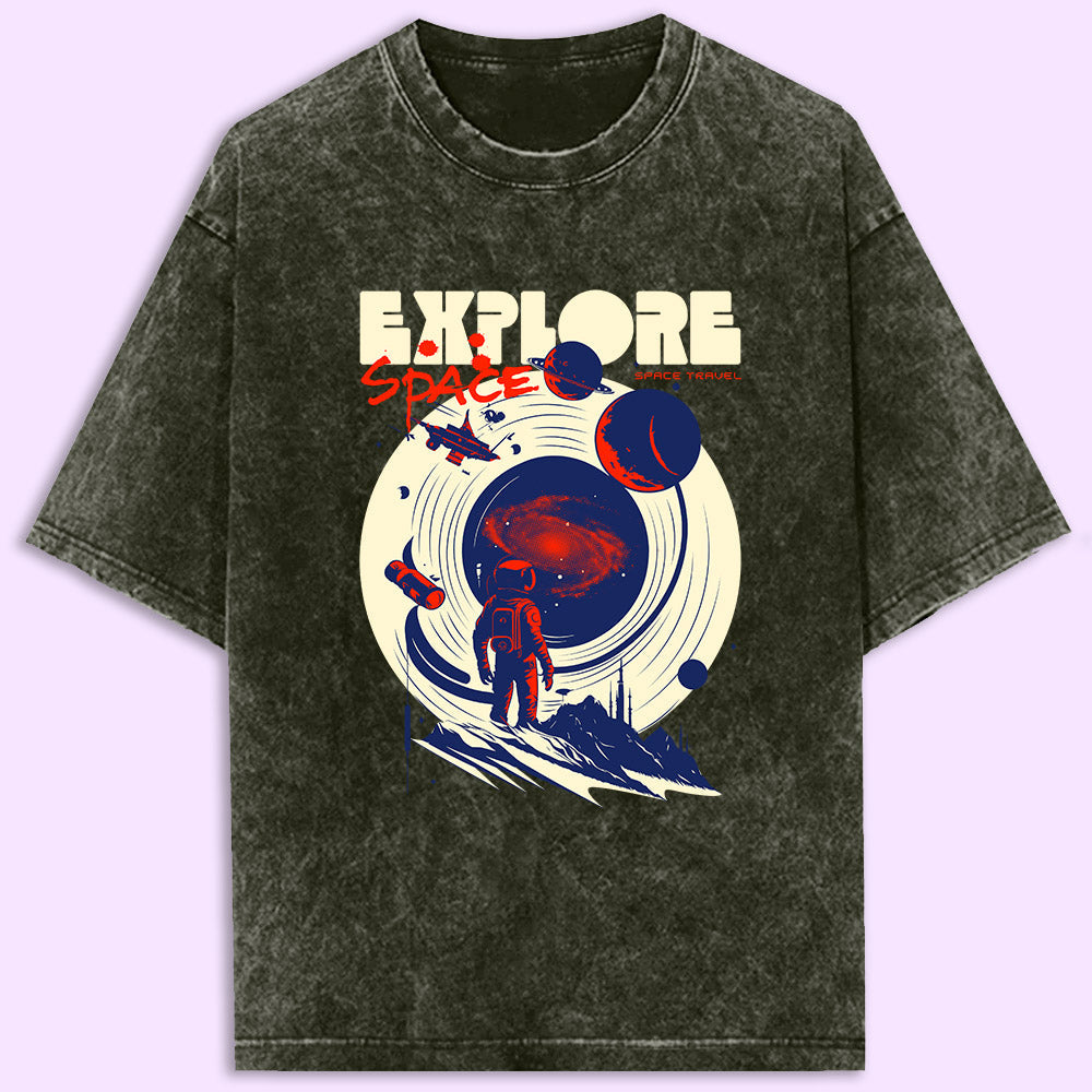 Explore Space Acid Wash Oversized T-Shirt
