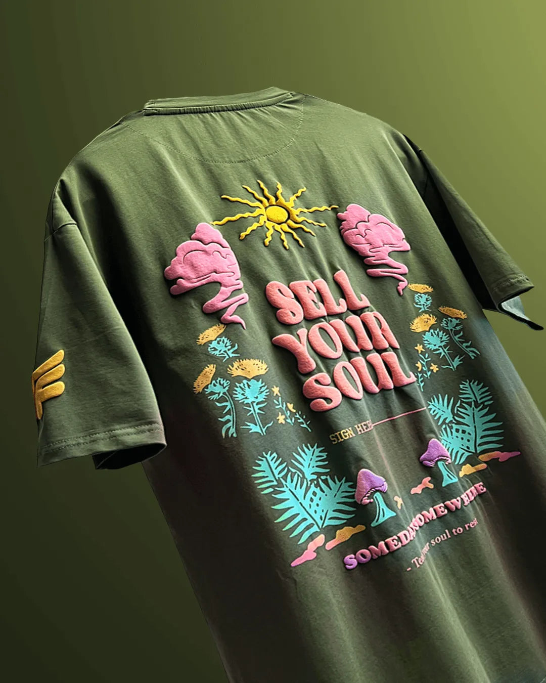 Sell Your Soul Dark Green Oversized T-shirt