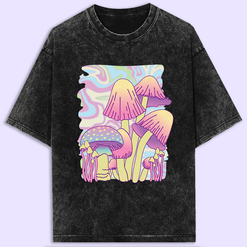 Psychedelic Mushrooms  Acid Wash Oversized T-Shirt