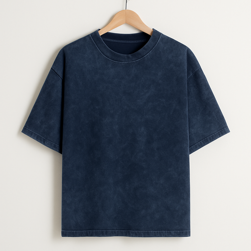Acid Wash Oversized Tee – Navy Blue